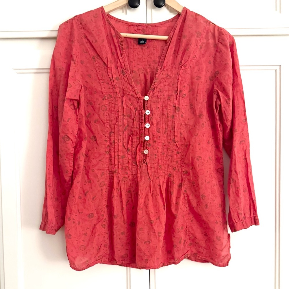 GAP Ultra Lightweight Cotton Peasant Top in Tomato Red